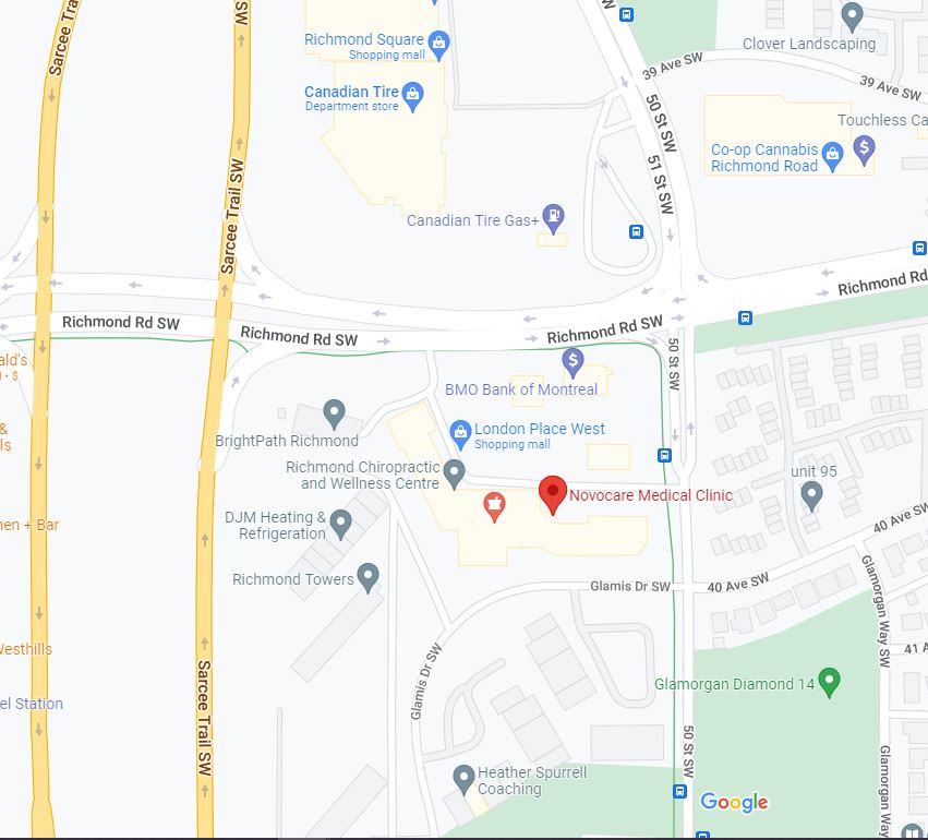 google map loction, Novocare Aesthetics Clinic, Calgary